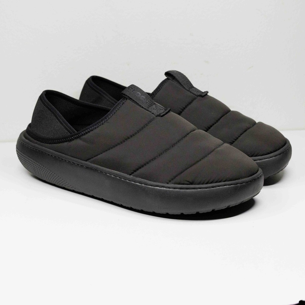 CROCS Classic Neo Puff Fleece Lined Slipper Mules Clogs Gorpcore Black Sz 12